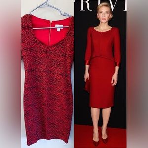 Bisou Bisou Red & Black Bodycon Midi Dress Sz 4